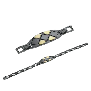 Men's Ruthenium Bracelet In 14k Gold With Diamonds