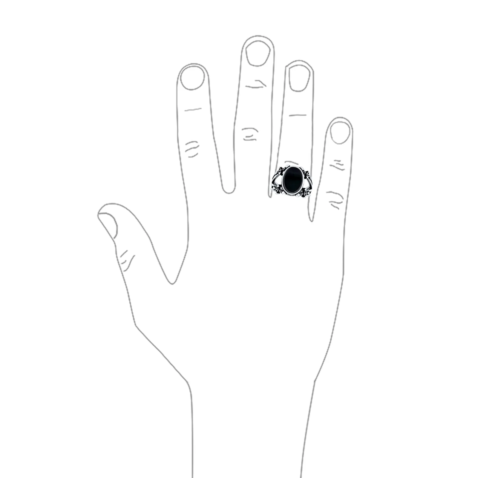 Mens Silver Ring: Vintage Biker Jewelry with Black Onyx Gemstone Sterling Silver