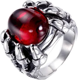 Men's Stainless Steel Vintage Gothic Biker Dragon Claw Evil Devil Eyeball Ring Punk Rock Style