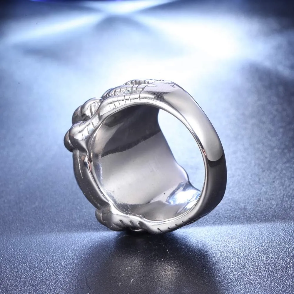 Men's Stainless Steel Vintage Gothic Biker Dragon Claw Evil Devil Eyeball Ring Punk Rock Style