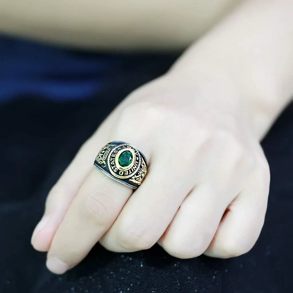 Men's USA United States Army Military Ring Patriotic Bezel Set Crystal Oval Centerstone