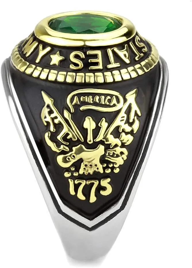 Men's USA United States Army Military Ring Patriotic Bezel Set Crystal Oval Centerstone
