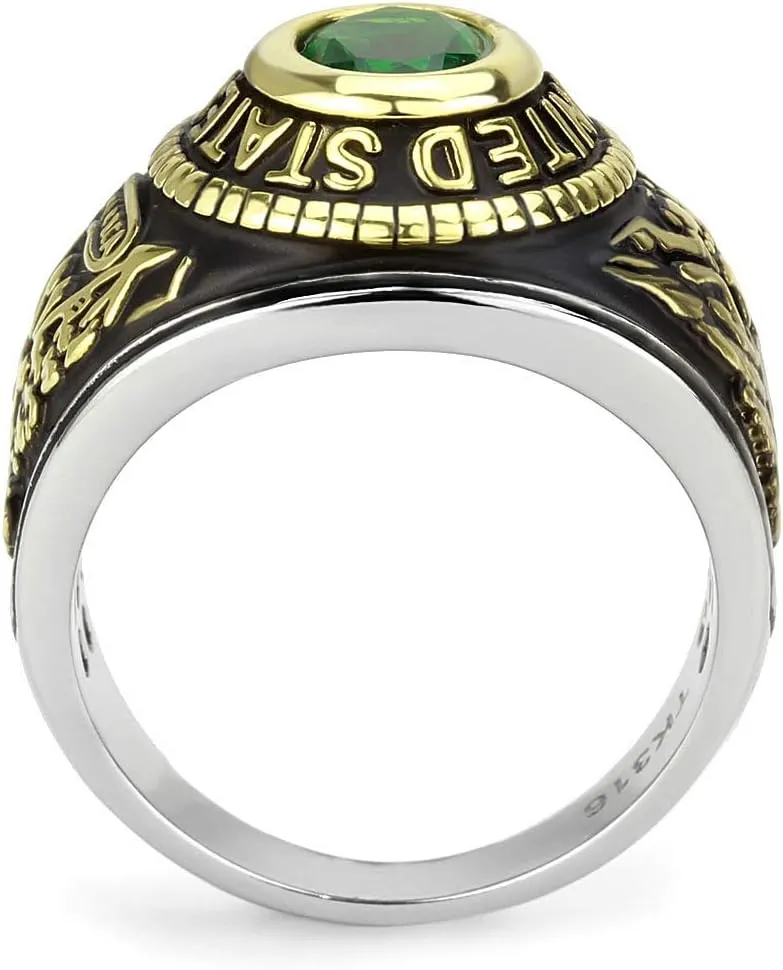 Men's USA United States Army Military Ring Patriotic Bezel Set Crystal Oval Centerstone