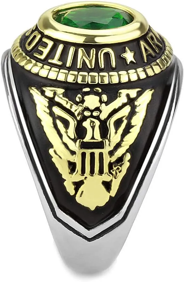 Men's USA United States Army Military Ring Patriotic Bezel Set Crystal Oval Centerstone