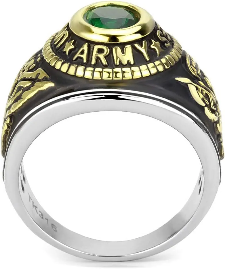 Men's USA United States Army Military Ring Patriotic Bezel Set Crystal Oval Centerstone