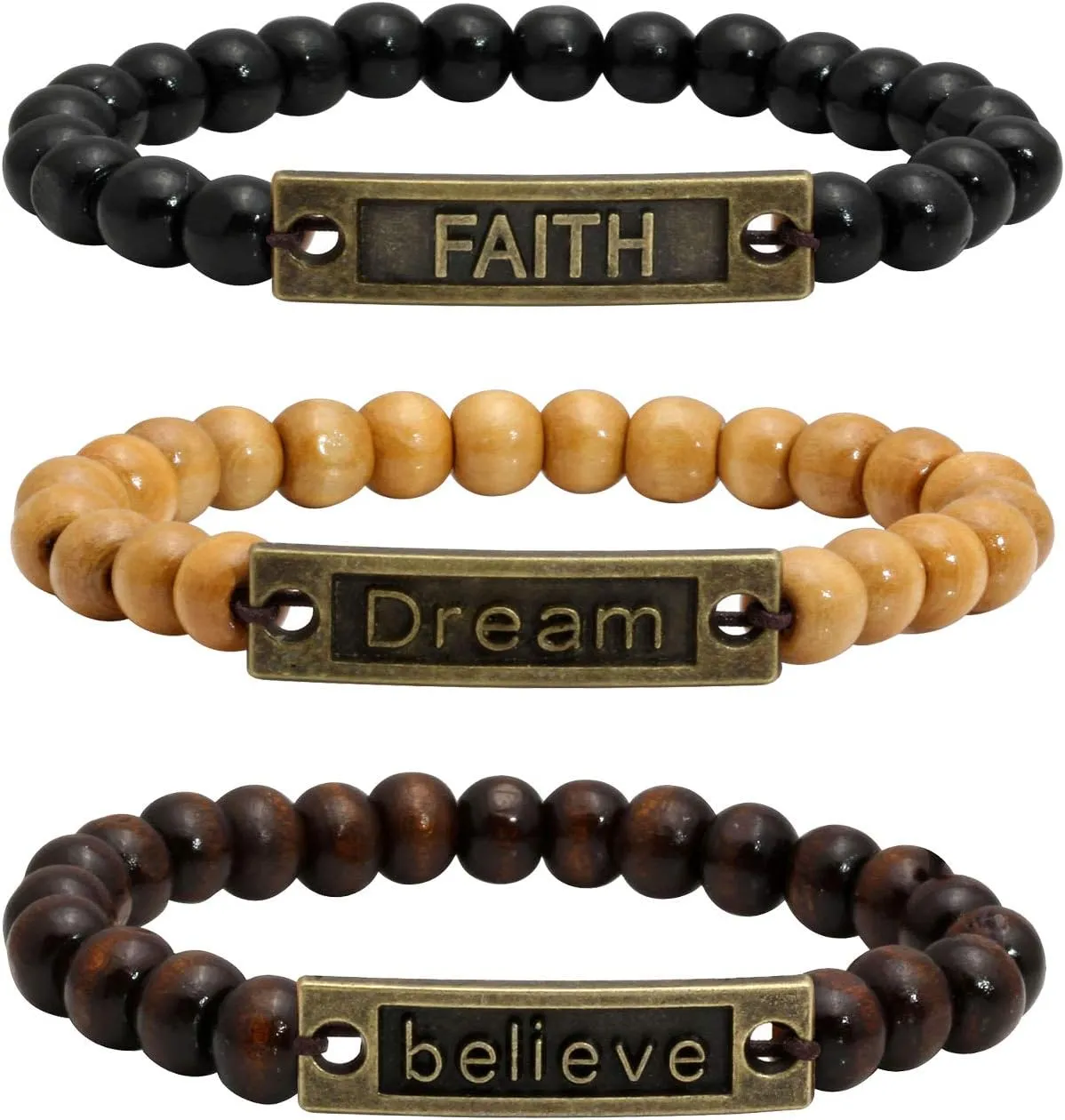 Milakoo Wooden Beaded Bracelet for Men and Women Elastic 8MM Beads