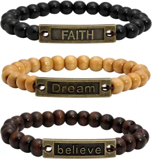 Milakoo Wooden Beaded Bracelet for Men and Women Elastic 8MM Beads