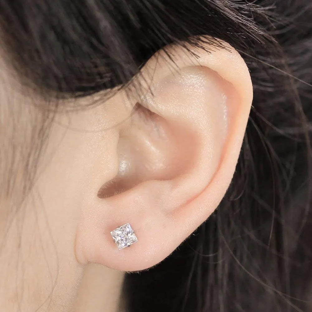 Mini Cubic Zirconia 16G Earring Studs Round Rhinestone Diamond Stainless Steel Post Back Ball Screw Men Women Boy Girl Nose Helix Cartilage Ear Lobe Small Cute Piercing Jewelry