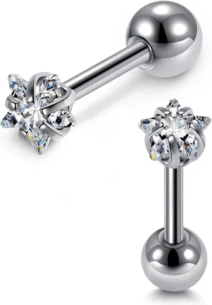 Mini Cubic Zirconia 16G Earring Studs Round Rhinestone Diamond Stainless Steel Post Back Ball Screw Men Women Boy Girl Nose Helix Cartilage Ear Lobe Small Cute Piercing Jewelry