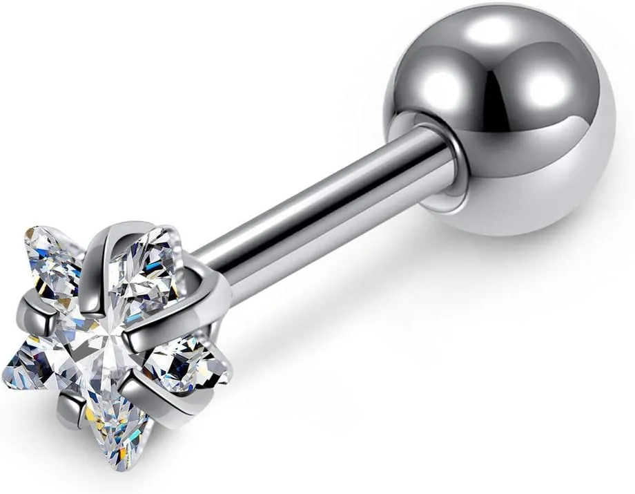 Mini Cubic Zirconia 16G Earring Studs Round Rhinestone Diamond Stainless Steel Post Back Ball Screw Men Women Boy Girl Nose Helix Cartilage Ear Lobe Small Cute Piercing Jewelry