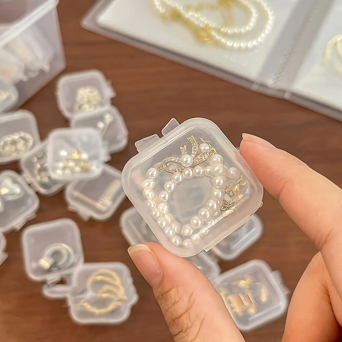 Mini Jewelry Storage Containers, Clear Plastic Cases for Pearl Bracelets and Small Accessories, Pack of 40
