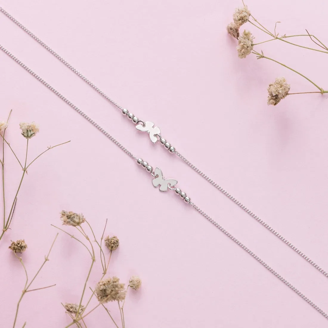 Minimalistic Butterfly 925 Sterling Silver Anklets