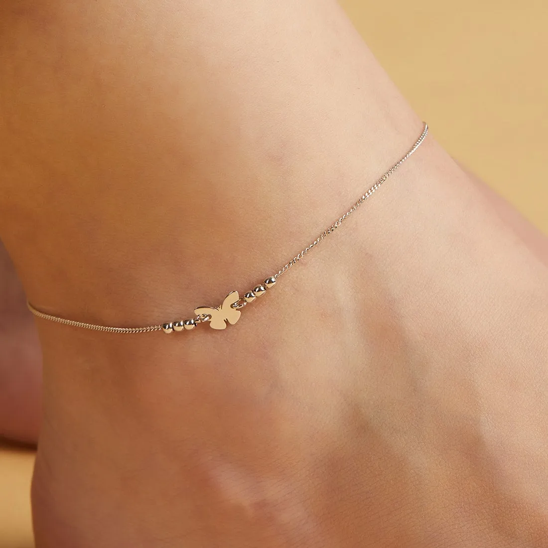 Minimalistic Butterfly 925 Sterling Silver Anklets
