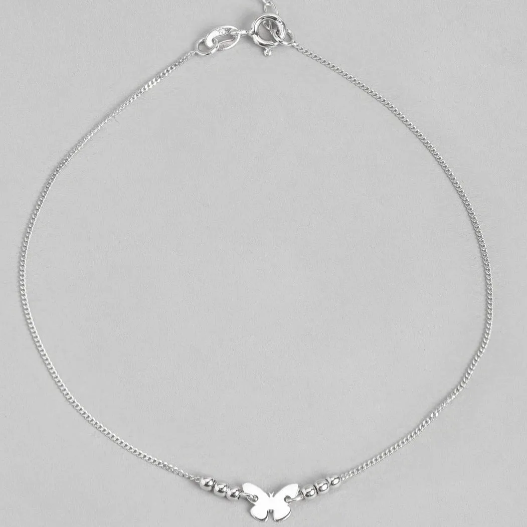 Minimalistic Butterfly 925 Sterling Silver Anklets