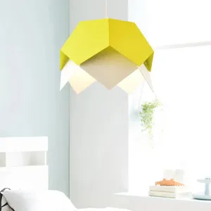 Modern Geometric Metal Ceiling Light with Colorful Hanging Pendant for Dining Room