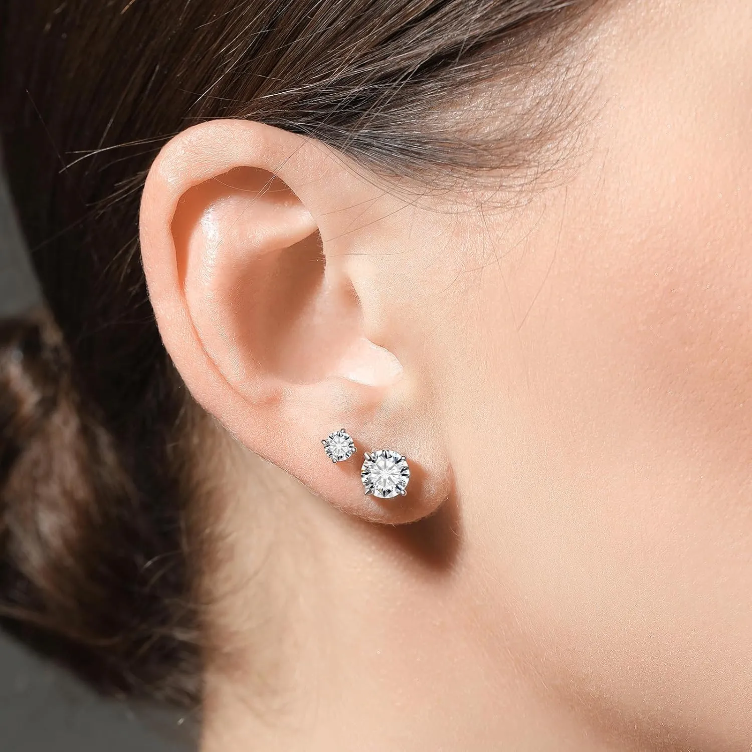 Moissanite Earrings for Women - 0.1 Ct - 1 Ct D Color VVS1 Round Cut Lab Grown Diamond Stud Earrings for Women - 925 Sterling Silver Stud Earrings - Valentines Day Gifts Mothers Day Gifts for Mom Her