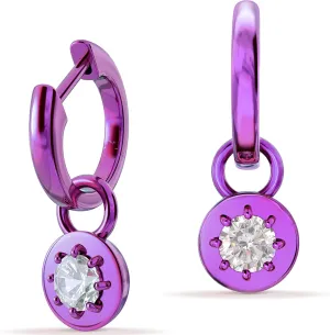 Moissanite Hoop Earrings 4mm 0.22ct Hypoallergenic Titanium Hoop Earrings with Charm Dangle Earring for Women