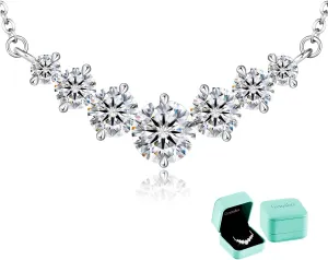 Moissanite Necklace for Women, 2.84.5 Carat Lab Created Diamond Pendant, Anniversary or Wedding Necklace for Wife, Elegant Sterling Silver Gift for Her, Birthday or Christmas Jewelry
