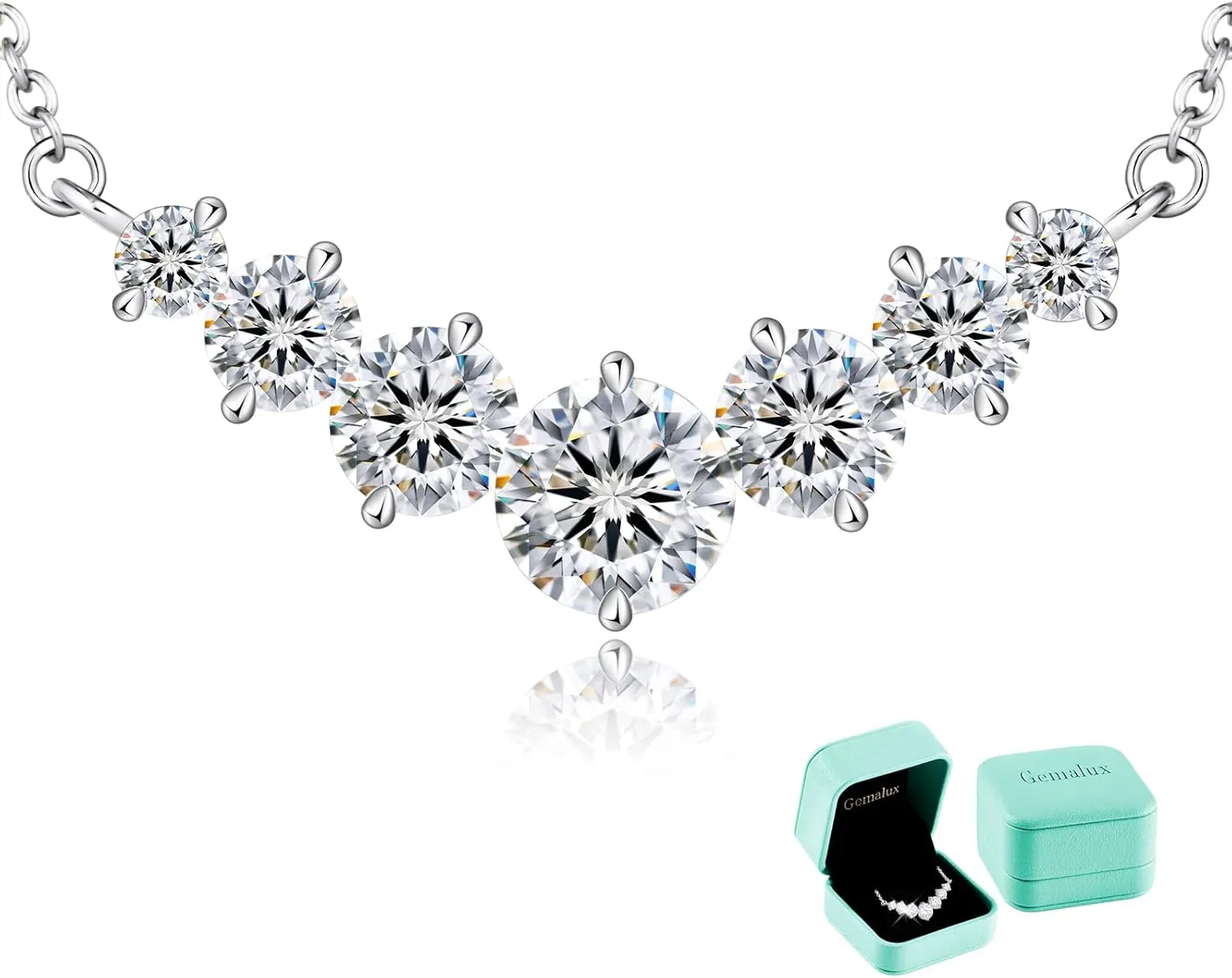 Moissanite Necklace for Women, 2.84.5 Carat Lab Created Diamond Pendant, Anniversary or Wedding Necklace for Wife, Elegant Sterling Silver Gift for Her, Birthday or Christmas Jewelry