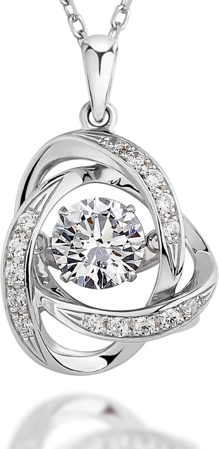 Moissanite Silver Necklace for Women, Dancing Floating Diamond 1 Carat Moissanite Necklace, Love Gifts for Her, Anniversary, Birthday, Mothers day gifts, Wife, Girlfriend