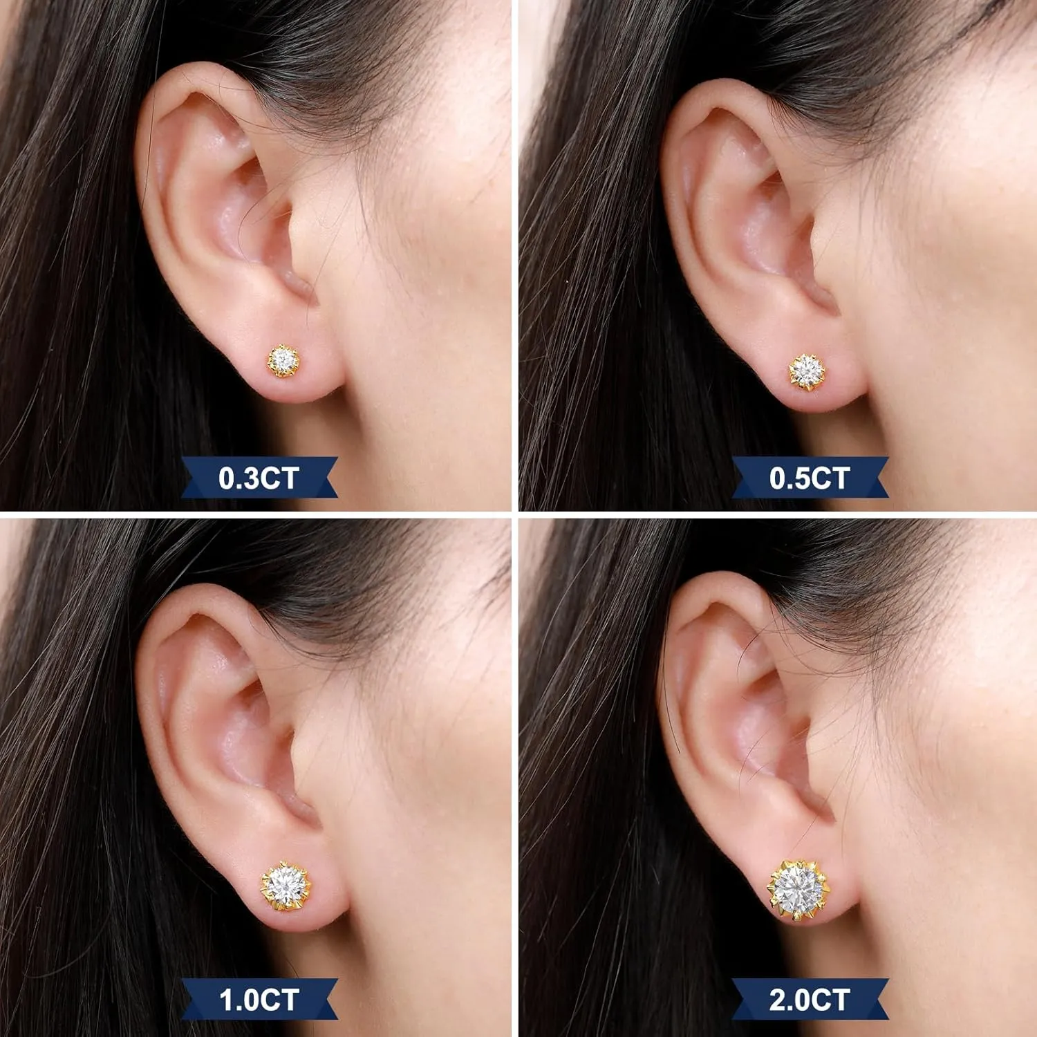 Moissanite Snowflake Stud Earrings Screw Back for Women 0.6-2.0ct 4-8mm 18K White/Gold Plated 925 Sterling Silver D Color VVS1 Clarity Moissanite Heart Earrings