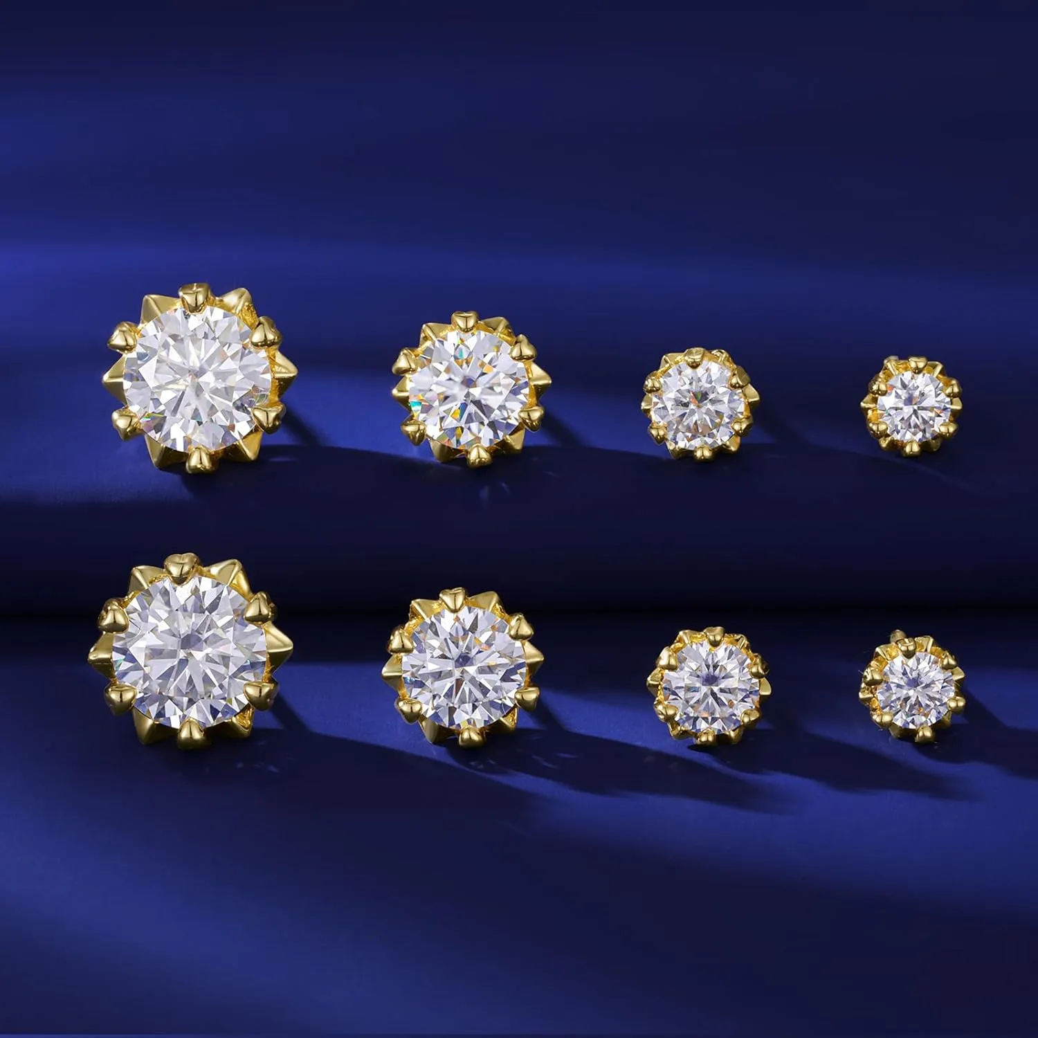 Moissanite Snowflake Stud Earrings Screw Back for Women 0.6-2.0ct 4-8mm 18K White/Gold Plated 925 Sterling Silver D Color VVS1 Clarity Moissanite Heart Earrings