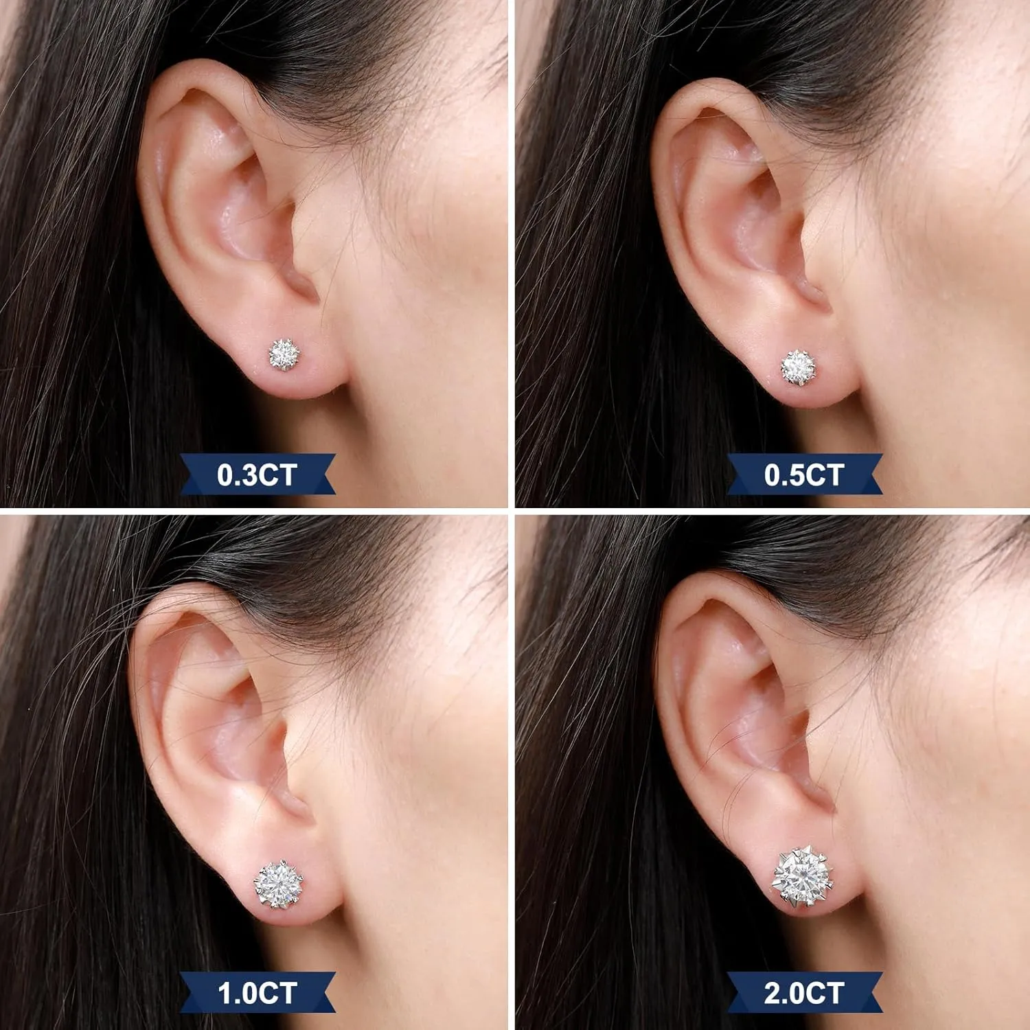 Moissanite Snowflake Stud Earrings Screw Back for Women 0.6-2.0ct 4-8mm 18K White/Gold Plated 925 Sterling Silver D Color VVS1 Clarity Moissanite Heart Earrings