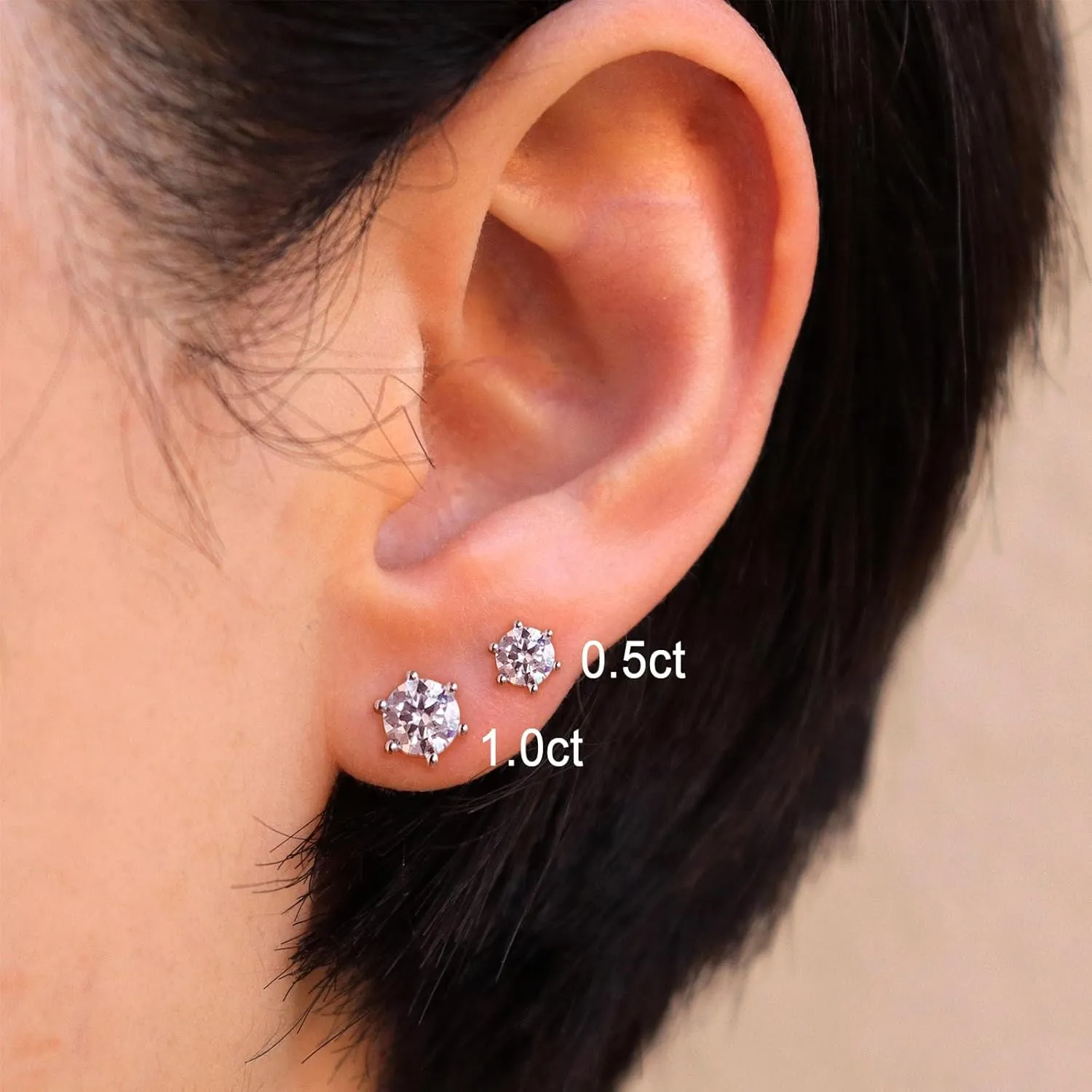 Moissanite Stud Earrings for Women Men, Nickel Free S925 Sterling Silver Hypoallergenic Earrings, 1ct - 2ct D Color VVS1 Clarity Brilliant Round Cut Lab Created Diamond Earring Set Promise Birthday Christmas Gift