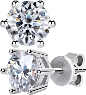 Moissanite Stud Earrings for Women Men, Nickel Free S925 Sterling Silver Hypoallergenic Earrings, 1ct - 2ct D Color VVS1 Clarity Brilliant Round Cut Lab Created Diamond Earring Set Promise Birthday Christmas Gift