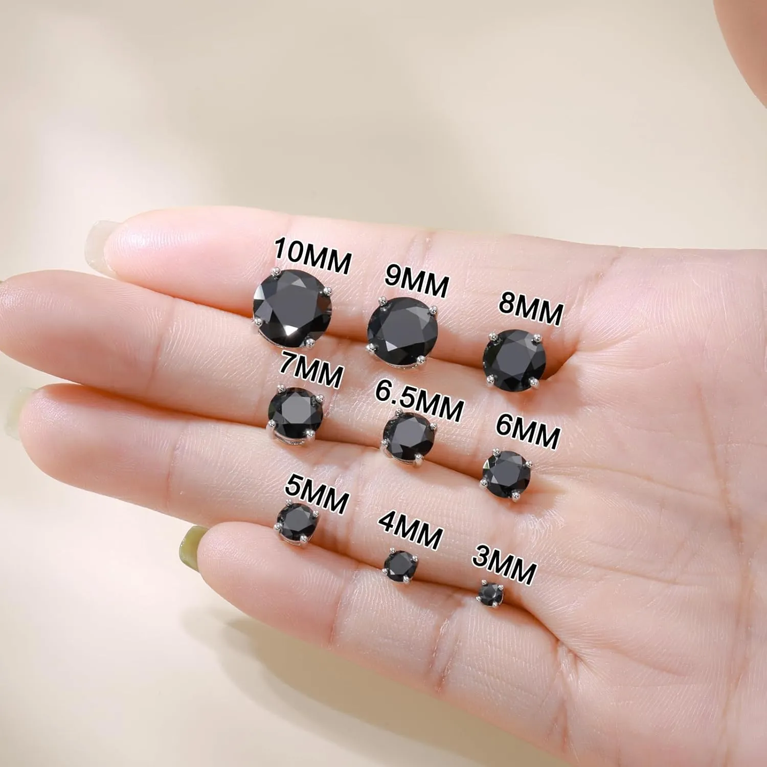 Moissanite Stud Earrings Screw Back 3-10mm 0.2ct-8.0ct 18K White Yellow Rose Gold Plated S925 Sterling Silver Round Cut D Color VVS1 Lab Created Moissanite Earrings for Women Men