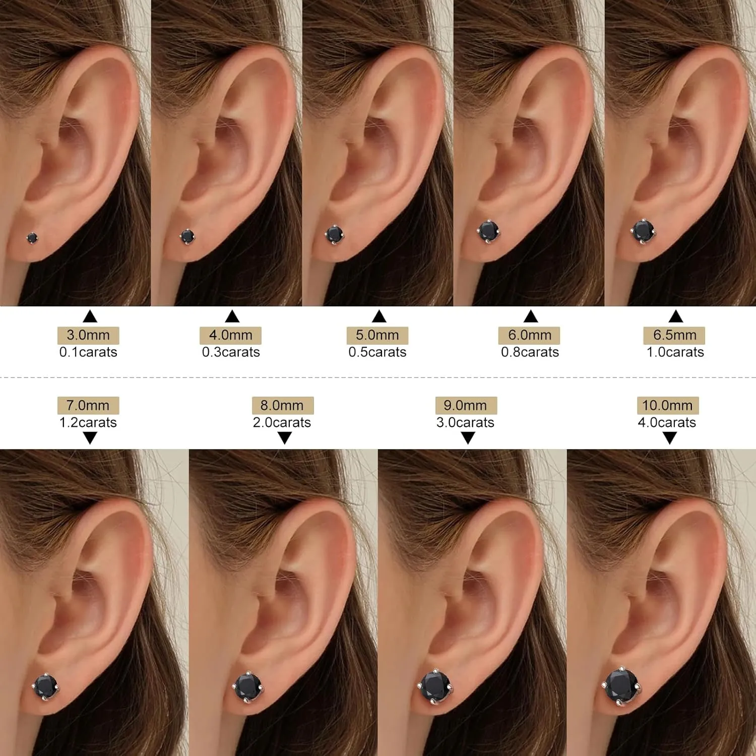 Moissanite Stud Earrings Screw Back 3-10mm 0.2ct-8.0ct 18K White Yellow Rose Gold Plated S925 Sterling Silver Round Cut D Color VVS1 Lab Created Moissanite Earrings for Women Men