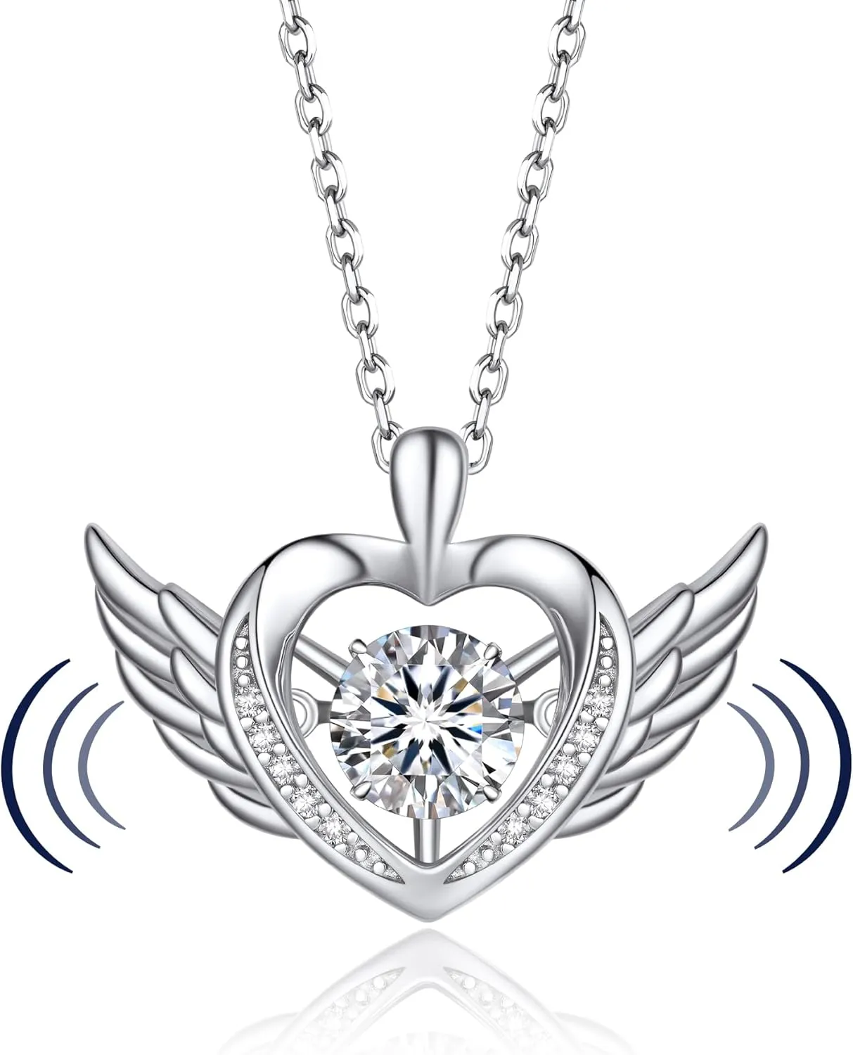 MomentWish Heart Necklace for Women, Sparkling Gift for Her, 1Carat Moissanite Heart Pendent for Her, 925 Sterling Silver Dance Necklace for Anniversary Christmas Valentines