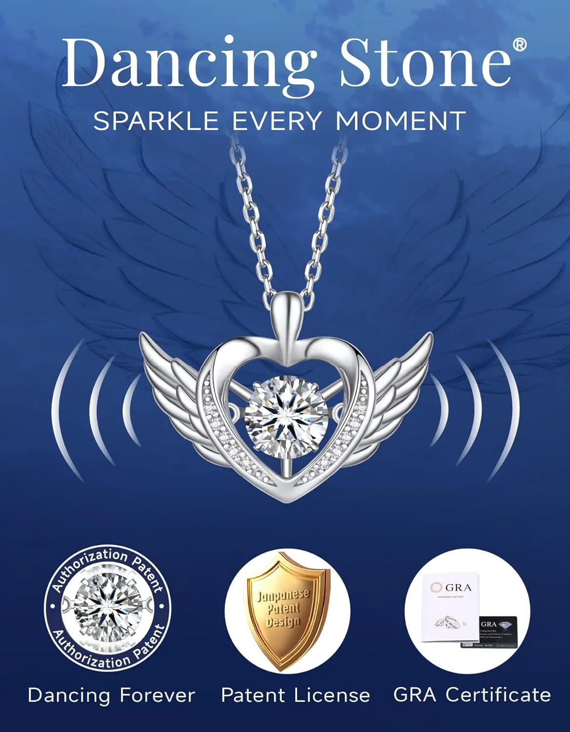 MomentWish Heart Necklace for Women, Sparkling Gift for Her, 1Carat Moissanite Heart Pendent for Her, 925 Sterling Silver Dance Necklace for Anniversary Christmas Valentines