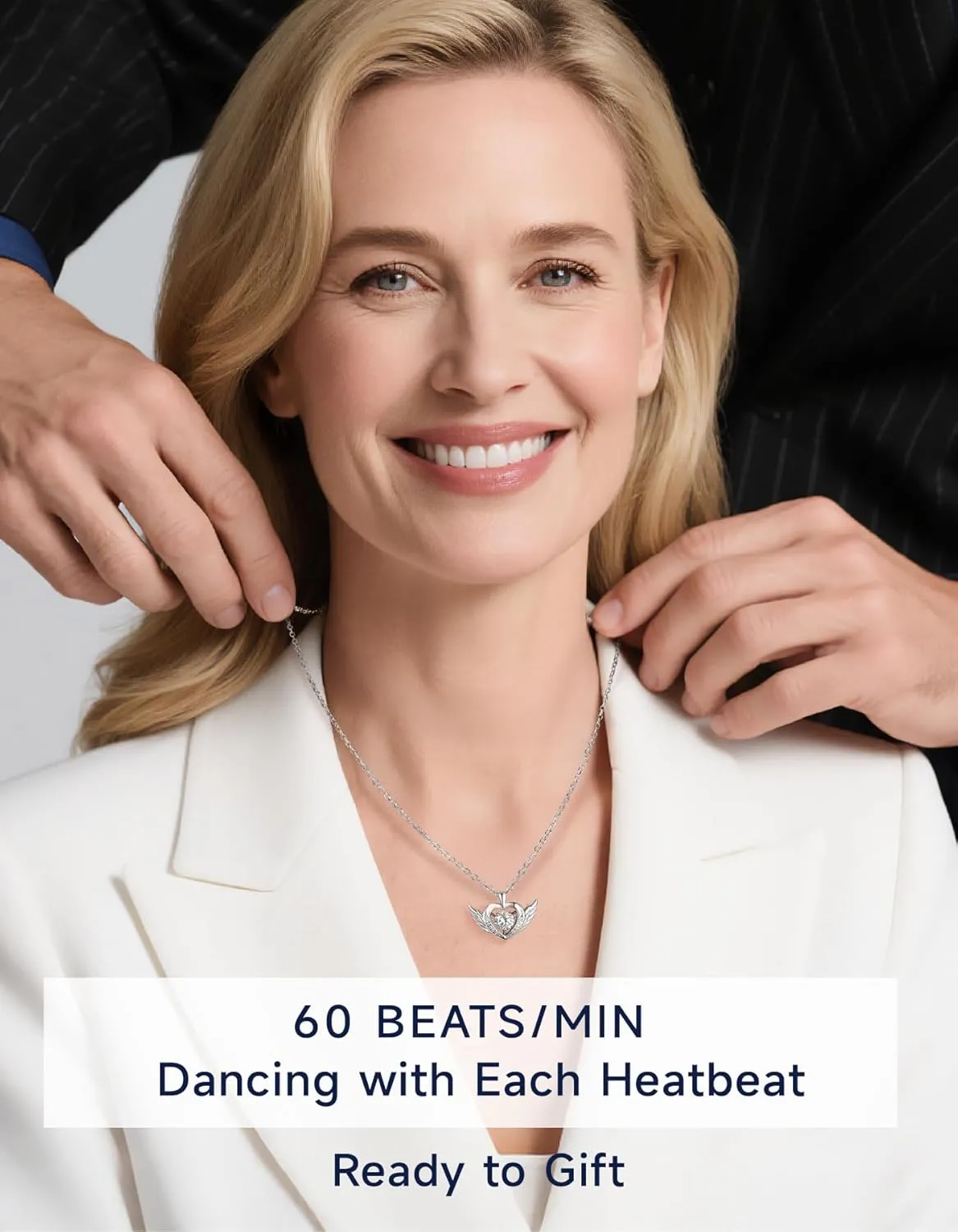 MomentWish Heart Necklace for Women, Sparkling Gift for Her, 1Carat Moissanite Heart Pendent for Her, 925 Sterling Silver Dance Necklace for Anniversary Christmas Valentines