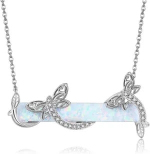 MONGAS Dragonfly/Opal Dragonfly/Moon Necklace Sterling Silver Mountain Mustard Seed Necklace Mustard Seed Jewelry for Women