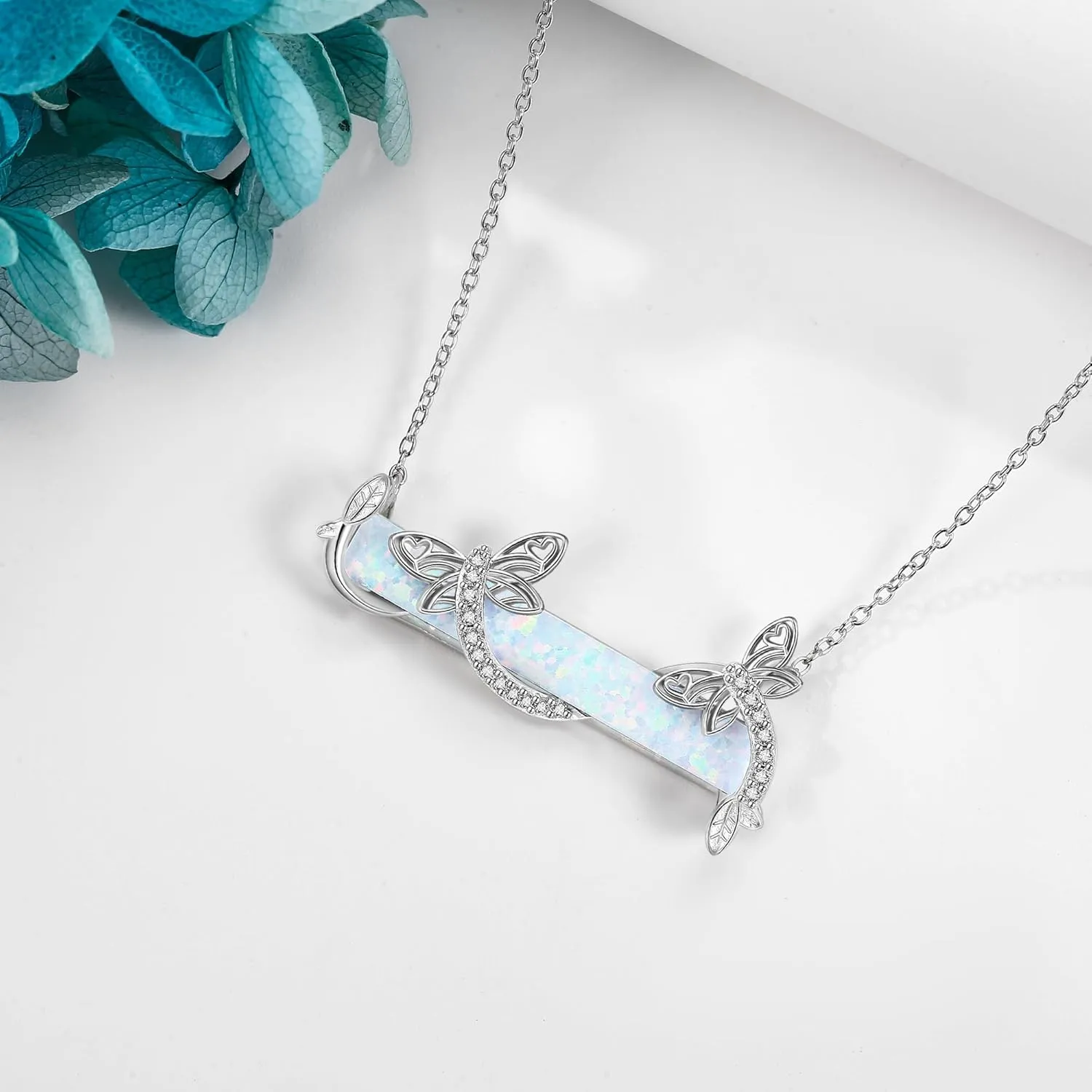MONGAS Dragonfly/Opal Dragonfly/Moon Necklace Sterling Silver Mountain Mustard Seed Necklace Mustard Seed Jewelry for Women