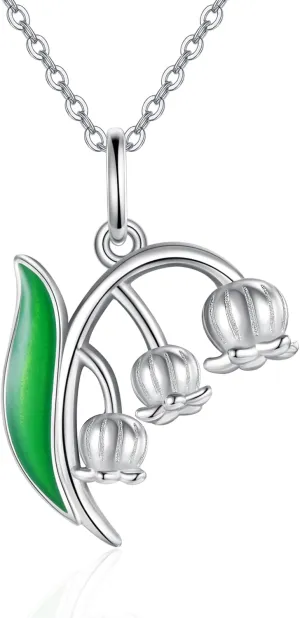 MONGAS Lily of the valley Necklace Sterling Silver Lily of the valley Pendant Necklaces Lily of the valley Jewelry for Women