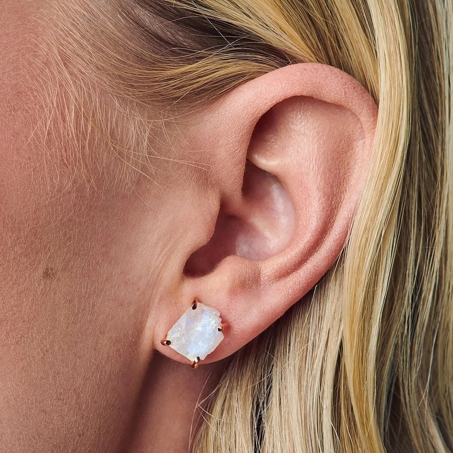 Moon Magic - Authentic Sterling Silver Moonstone Earrings - 18k Rose & Yellow Gold - Real Moonstone Jewelry