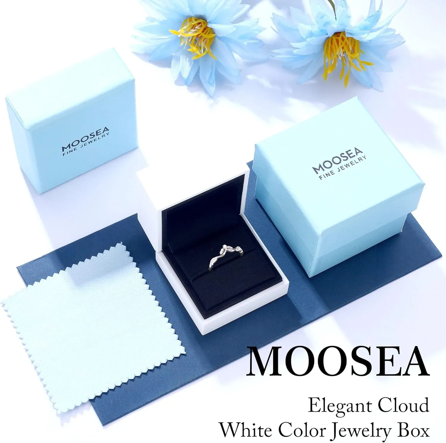 MOOSEA Unique Moissanite Curved Wedding Band for Women, D Color VVS1 Clarity Lab Created Moissanite Stackable Rings 14K White Yellow Rose Gold Vermeil Moissanite Marquise Contour Band for Women Gifts