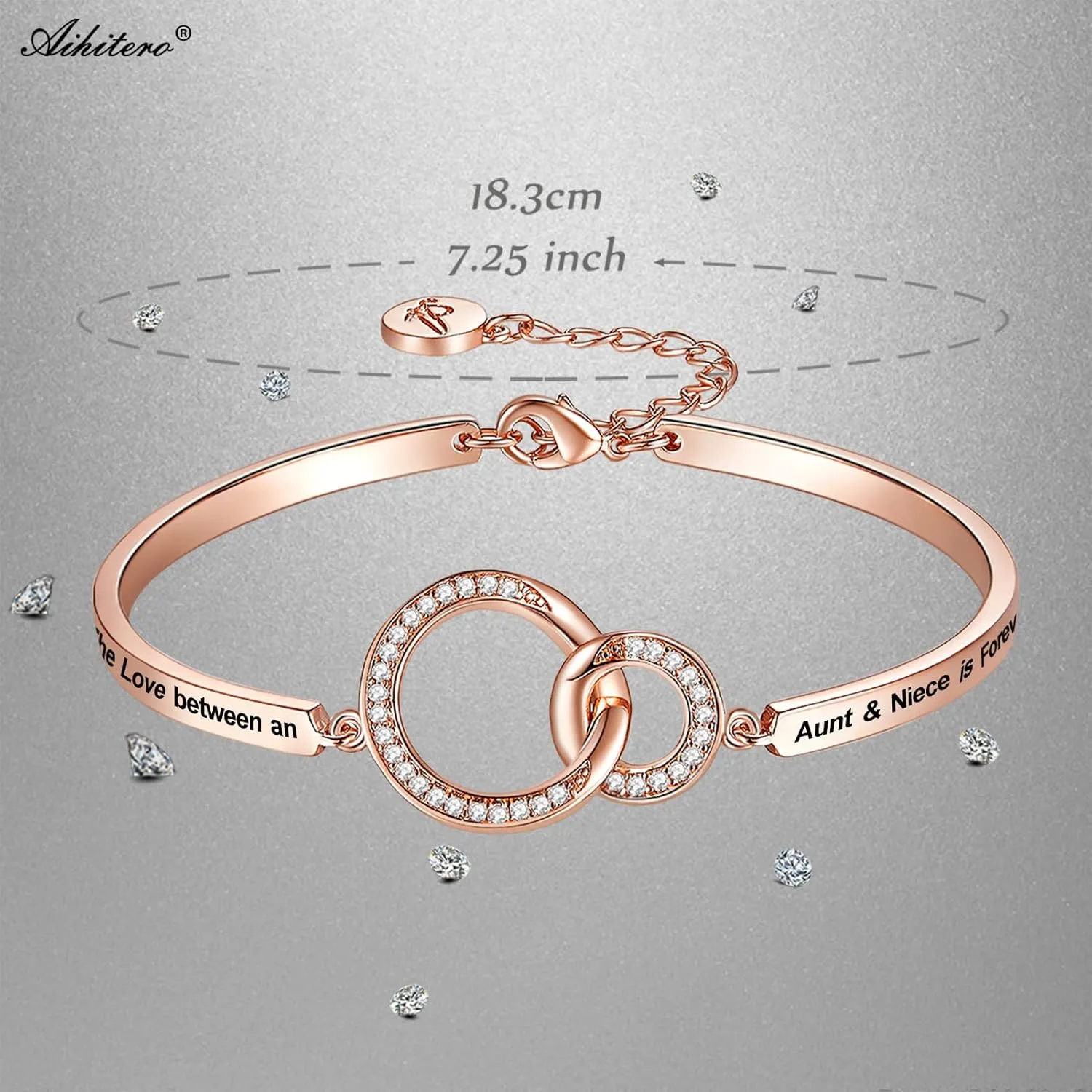 Mothers Day Aunty/Niece Gift, Aunts like You Are Precious and Few Love Bangle Bracelet, Always My Auntie/Niece Forever My Friend Women Girl Jewelry, Christmas Birthday Present from Nephew