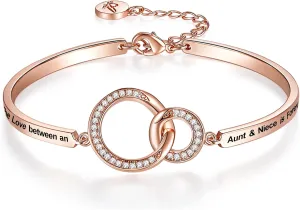 Mothers Day Aunty/Niece Gift, Aunts like You Are Precious and Few Love Bangle Bracelet, Always My Auntie/Niece Forever My Friend Women Girl Jewelry, Christmas Birthday Present from Nephew