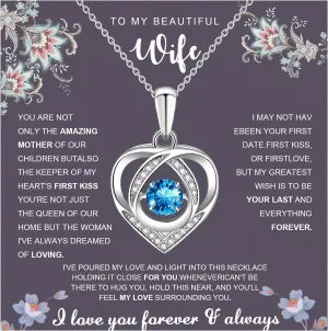 Mothers Day Gifts for Mom Women Teen Girls - 925 Sterling Silver Crystal Heart Infinity Necklace with Message Card & LED Box, Jewelry Necklace for Women, Birthday Gifts