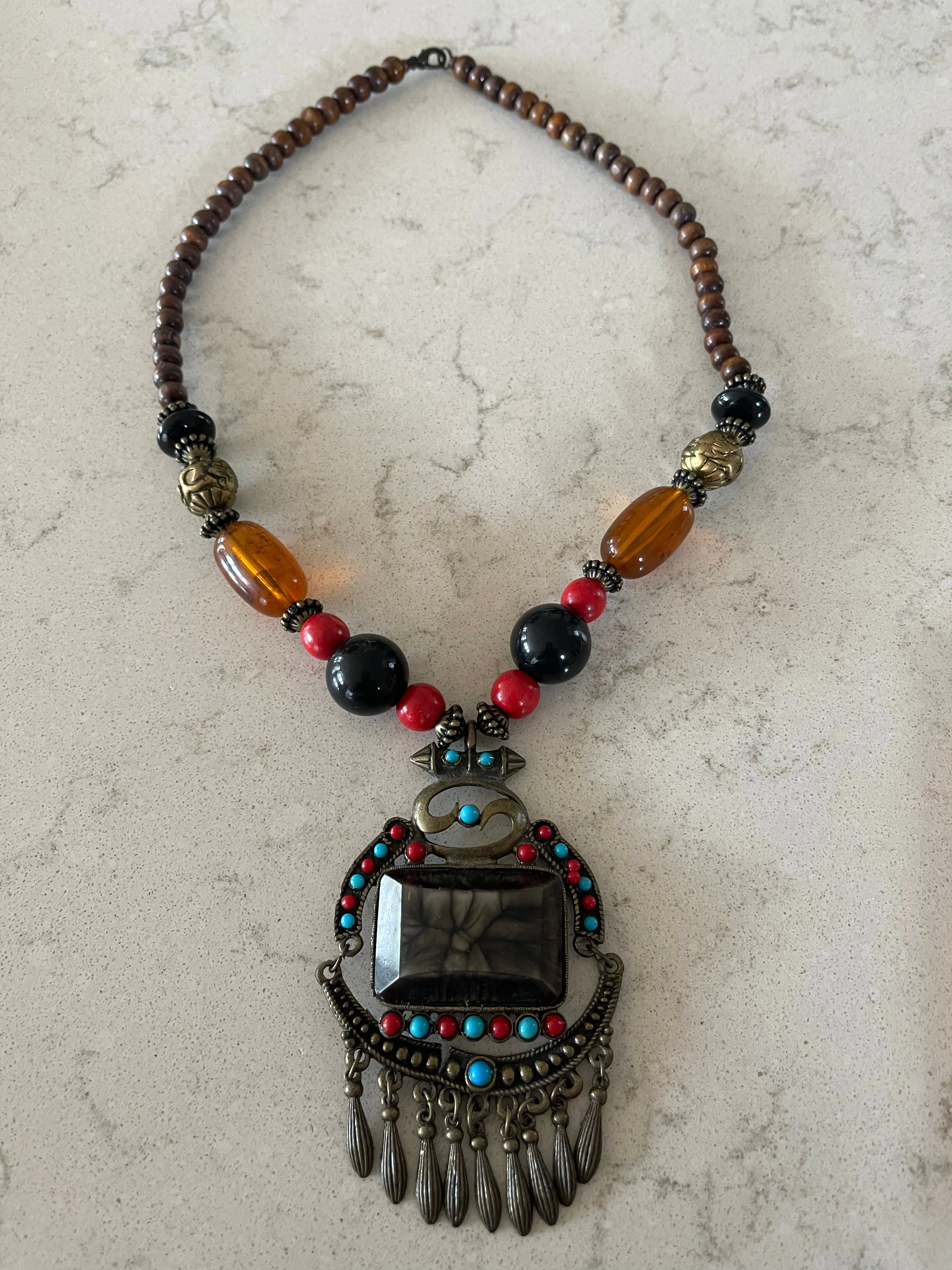 Multicolored Stone Mala Necklace