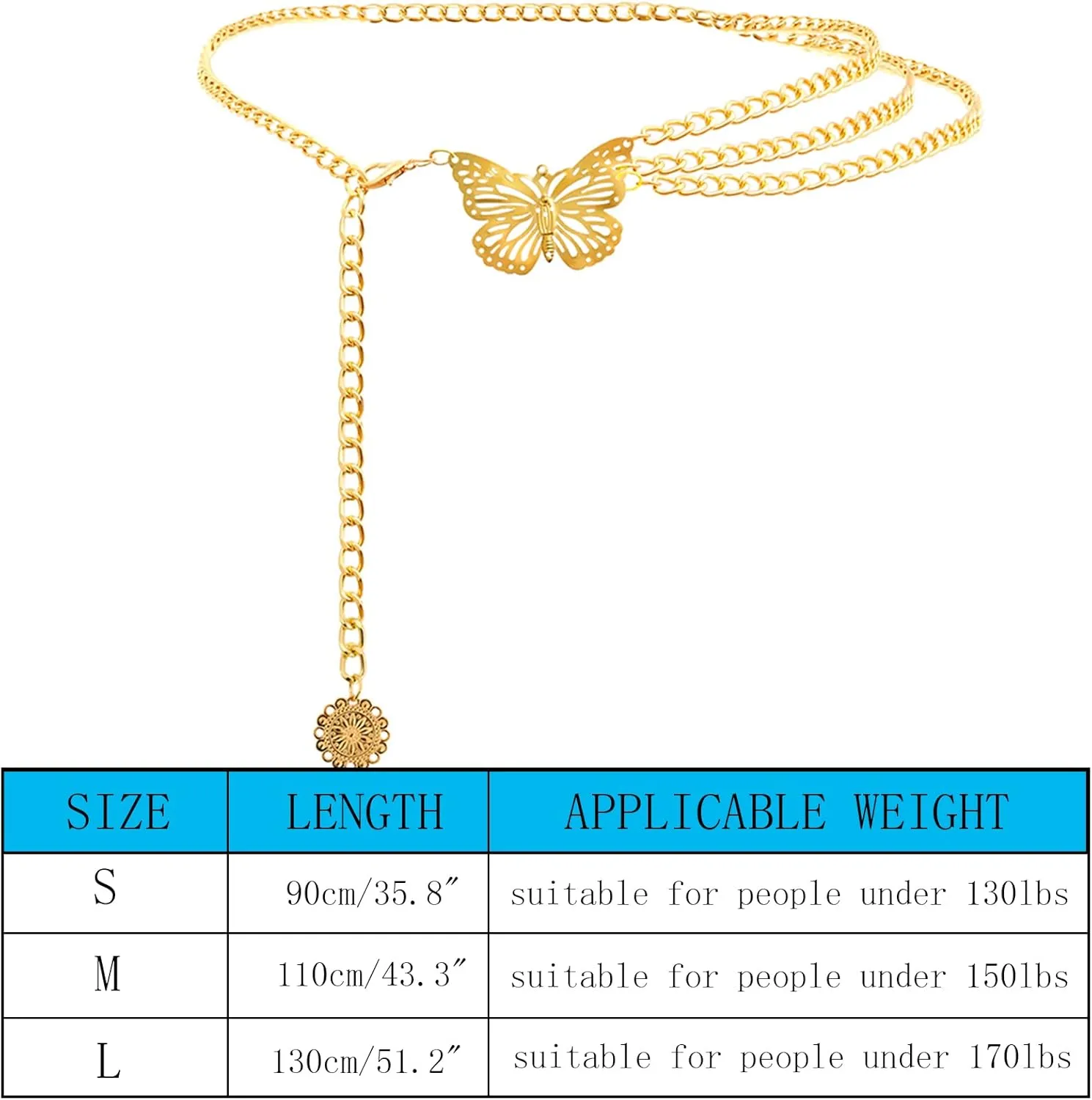 Multilayer Metal Waist Chain Belt for Women, Adjustable Women Long Belt Body Belly Jewelry for Dresses Jeans Trousers