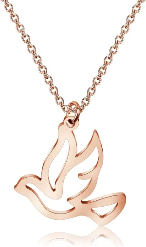 MYOSPARK Stainless Steel Soaring Dove Bird Pendant Necklace Bird Jewelry Peace Gift For Her