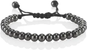 namana Friendship Bracelet for Women with Metal Beads on Adjustable Black Cord. Availaible in Steel Grey, Black, 14 Carat Gold Plated or 14 Carat Rose Gold Plated.
