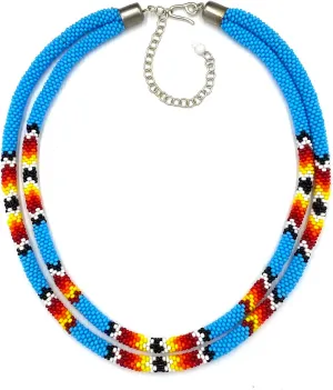 Native Style Beaded Double Strand Rope Necklace for Women Handmade