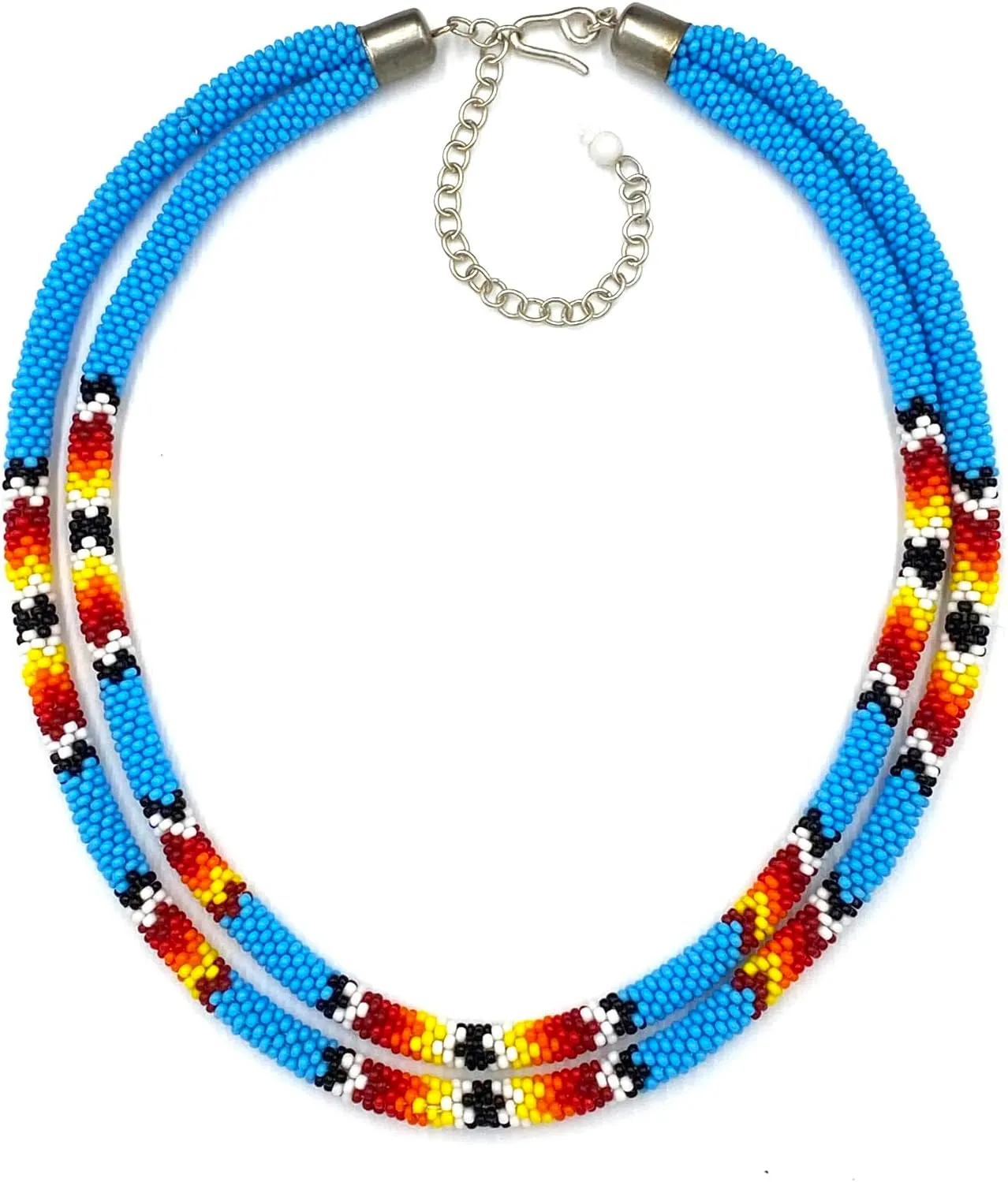 Native Style Beaded Double Strand Rope Necklace for Women Handmade