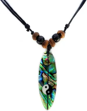 Natural Abalone Shell Surfboard Pendant Beads Cords Necklace Men Women Jewelry GA190