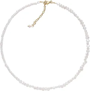Natural Freshwater Pearl Necklace | Pearl Strand Necklace Choker | Baroque Freshwater Pearl Jewelry Layered Necklace 16''-18''